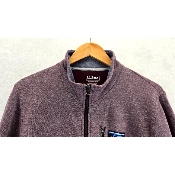 LL Bean Sweatshirt Jacket Full-Zip Plum Weave M Cotton Polyester Traditional Fit - Picture 9 of 14